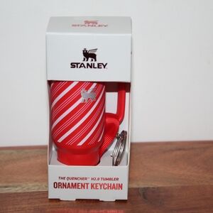 Stanley Red and White Striped Keychain